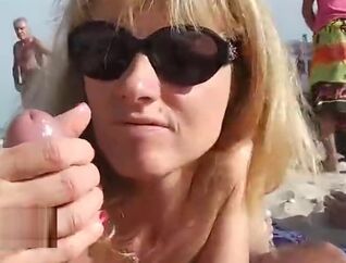 Naomi on a public beach cap d'agde mates oral job fuckslut