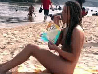 Ukrainian naturist beach, 2 nubile ladies naked in public