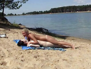 2 super-hot russian young lady getting a suntan on the free
